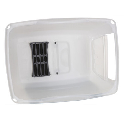 Litiera pentru pisici cu usa si lopatica, alb-verde