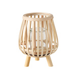 Suport de lumânare din bambus cu inserție de sticlă TORLA, 23 cm