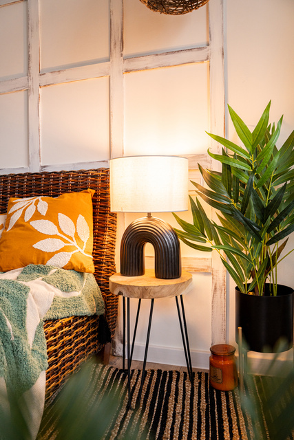 Lampa cu abajur Eidel, baza ceramica, 40,5 cm