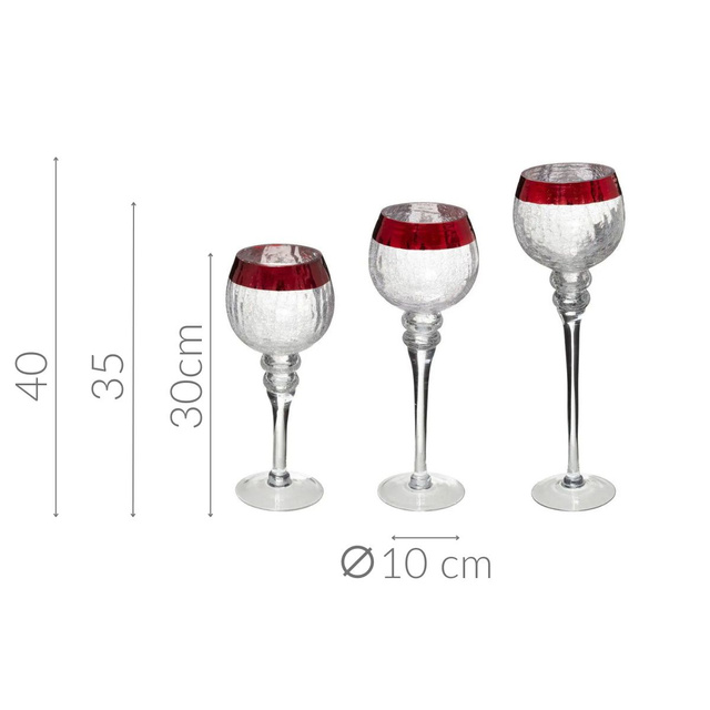 Sfeșnice din sticlă FLOQ, 30/35/40 cm