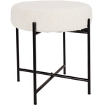 Taburet KRUK, îmbrăcat în bouclé, Ø 36 x 40 cm