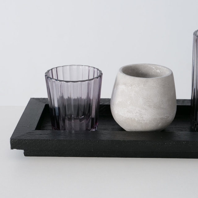 Tavă din ceramică cu un set de sfeșnice NOLAN