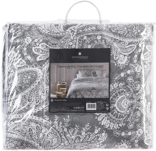 Set cuvertură de pat + 2 perne, gri deschis MARIE, Atmosphera