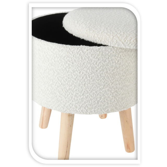 Taburet cu sezut din pluș, picioare de pin, Ø 40 cm