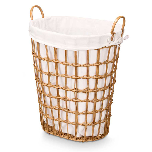 Coș de rufe cu inserție din material textil și mânere, 58 cm