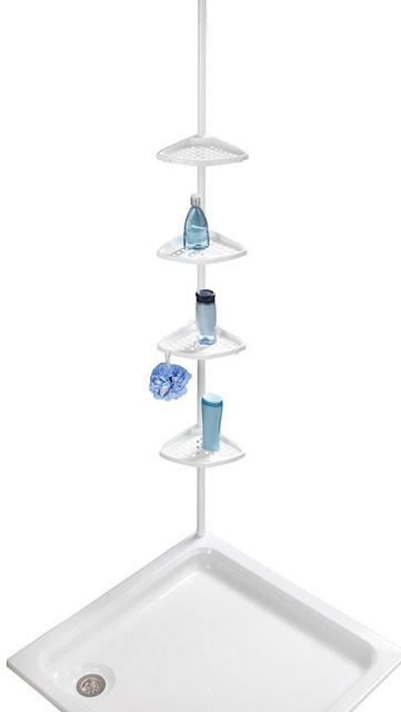 Etajera pentru baie, telescopica OPAL, alb, reglabila 80-250 cm, Allstar