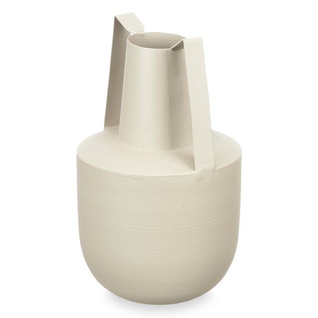 Vaza metalica de culoare pastelata cu manere, 21 cm