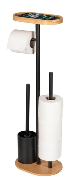 Suport hârtie igienică și perie WC cu poliță pentru telefon RIVALTA, 4în1