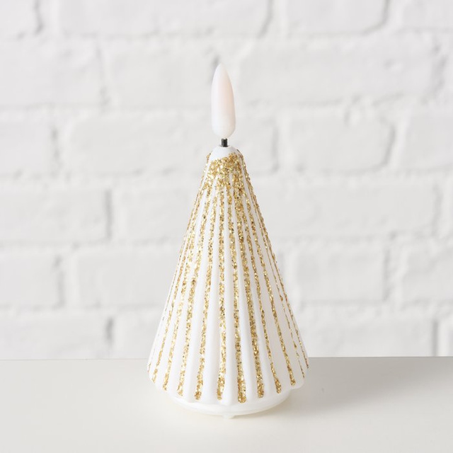 Lumânare în formă de brad cu flacără artificială TORIS, 12 cm