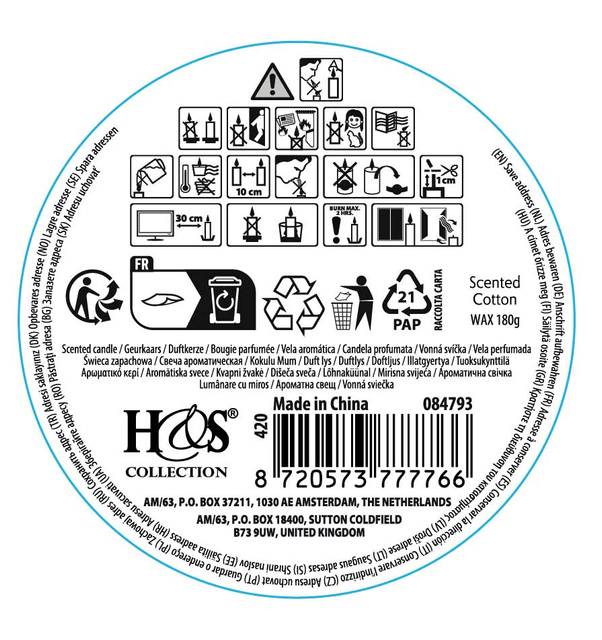 Lumânare parfumată cu suport din ciment, miros de bumbac, Ø 11,8 cm