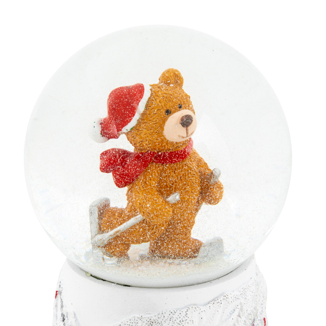 Glob de zăpadă, urs pe schiuri, Ø 8 cm