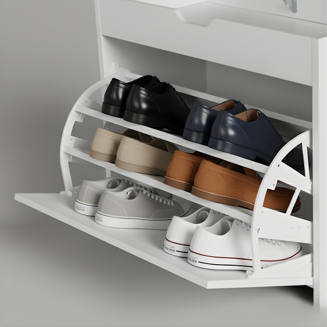 Dulap pentru pantofi cu loc de șezut și rafturi retractabile VAULT, 57 x 30 x 53 cm