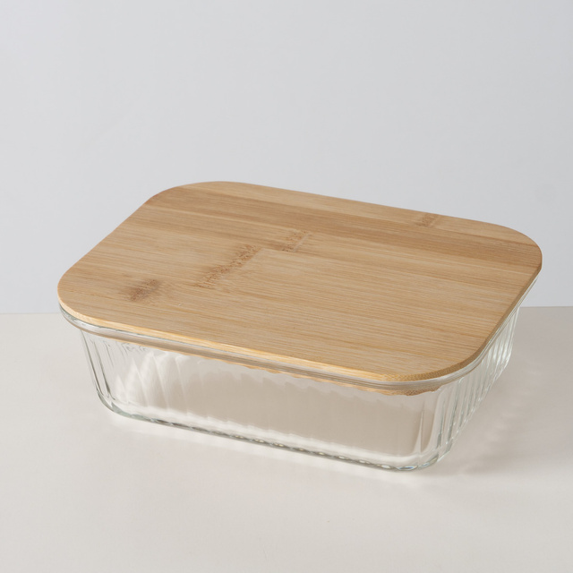 Recipiente pentru alimente LUKA cu capac din bambus, 2 buc.