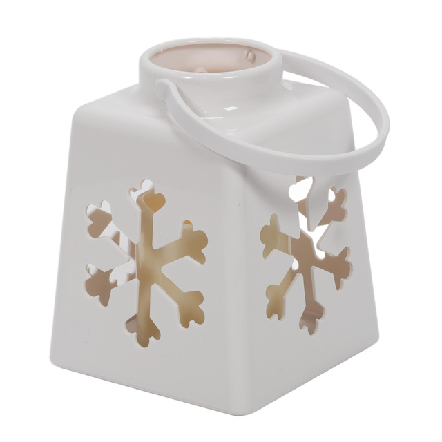 Lanterna de Crăciun cu lumânare LED, 14 cm, albă