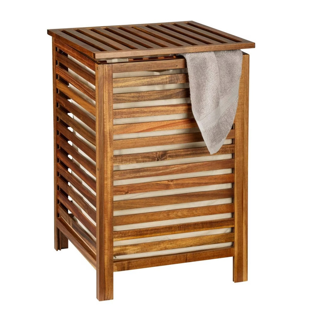 Coș de rufe din lemn cu capac FONDI, înălțime 65 cm