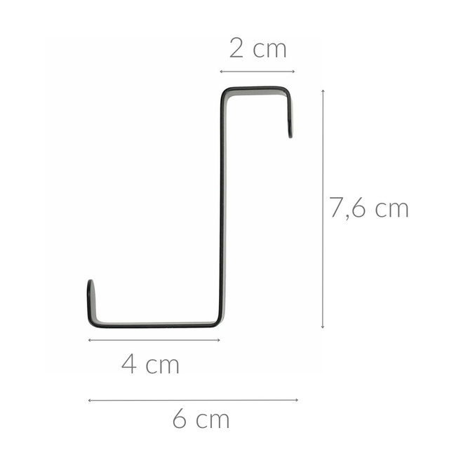 Set 4 carlige pentru uși, Negru, 7,6x6x1,2 cm, WENKO