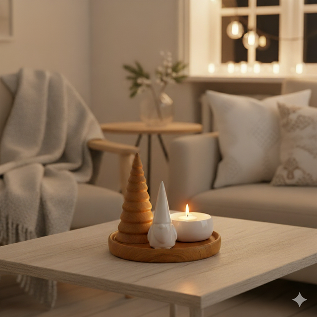 Candelabru pentru tealight AMIRA cu brad, Ø 13 cm