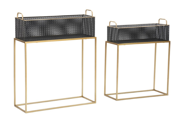 Ghivece din plasă metalică pe suport