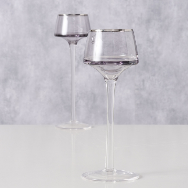 Suporturi de lumanari din sticla SMOLA, 2 buc 20-23 cm