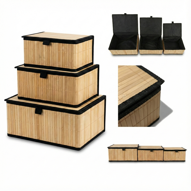 Set de coșuri închise de trei dimensiuni TILVA, negru