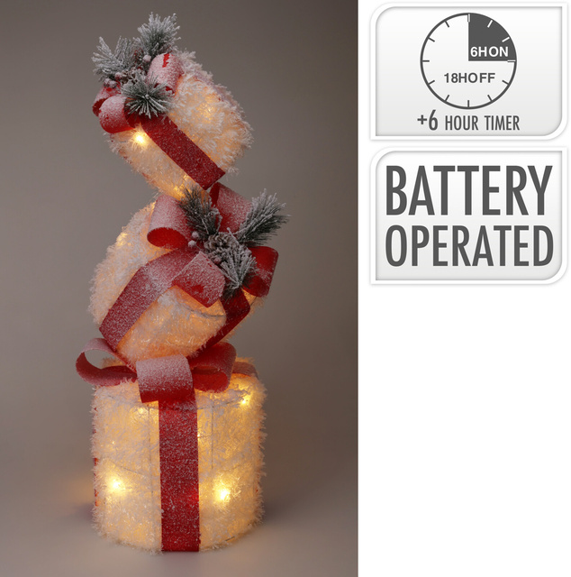 Decorațiune luminoasă stivă de cadouri, 75 cm