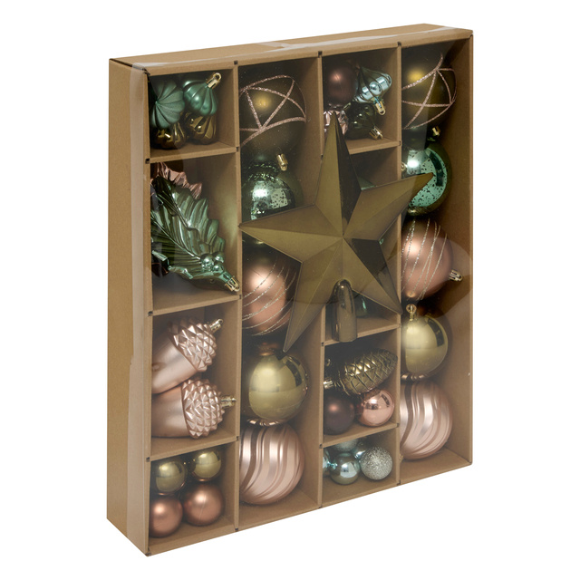 Set de globuri și decorațiuni de Crăciun, 60 de bucăți