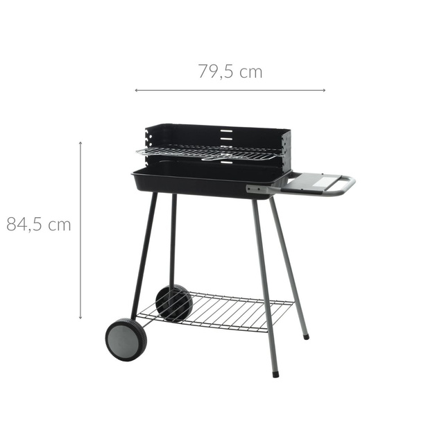 Grătar dreptunghiular KARMILA cu roți, 79,5 x 45 x 84,5 cm