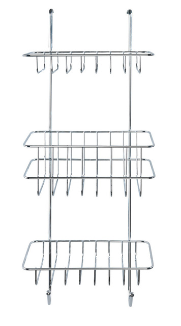 Raft pentru duș cu 3 niveluri - raft pentru duș cu 3 coșuri REVIGO, WENKO, argintiu