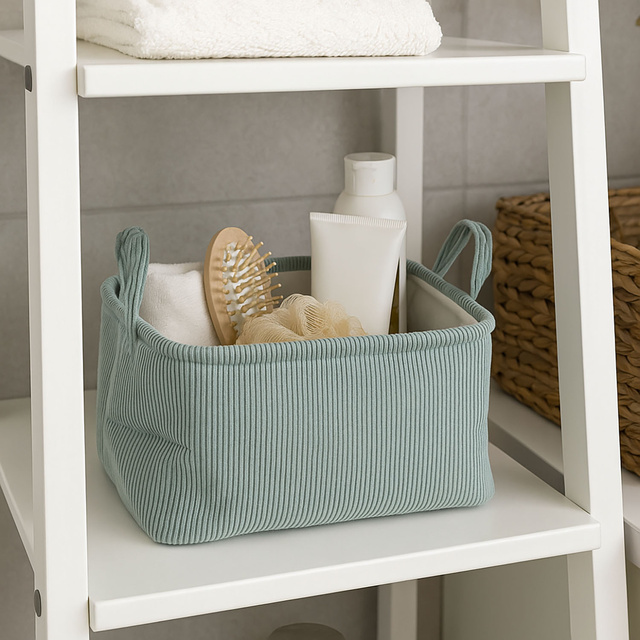 Coș de depozitare cu mânere, din poliester, 35 x 25 x 20 cm