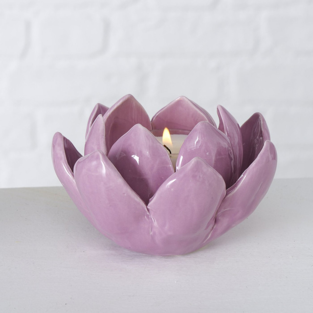 Sfeșnic din ceramică, floare, LIRIO, 8 x 10 cm