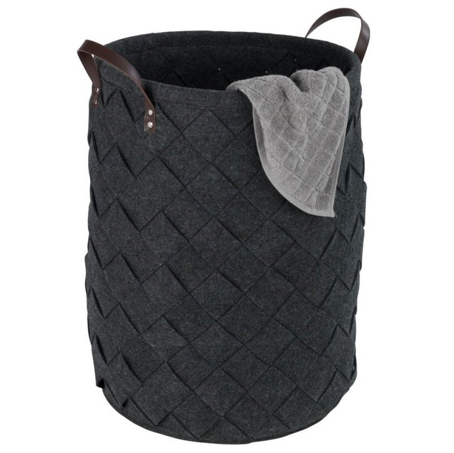 Coș rotund pentru rufe TROVO, antracit, WENKO