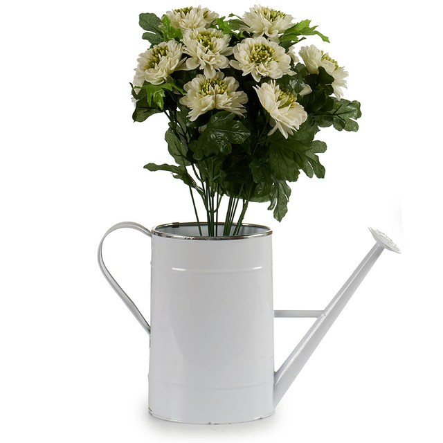 Ghiveci sub forma de stropitoare, metal, alb, inaltime 24 cm