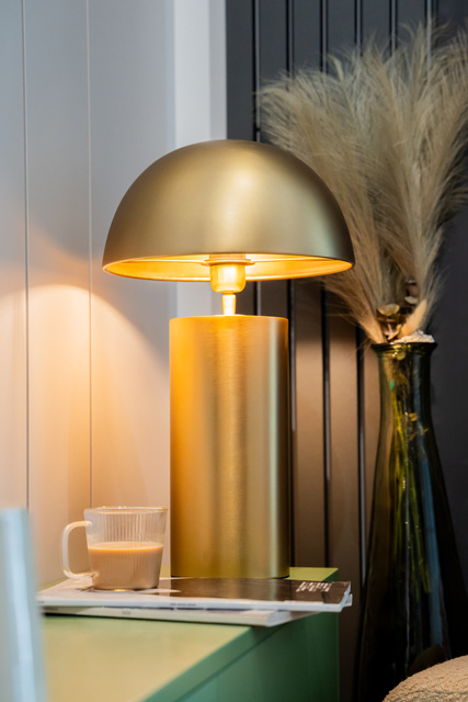 Lampă de masă aurie CHAMPI, in forma de ciupercă, înălțime 50 cm