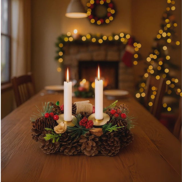 Suport lumanare con pentru doua lumanari, 26 cm