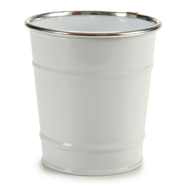 Ghiveci tip galeata, tabla, alb, Ø 10 cm