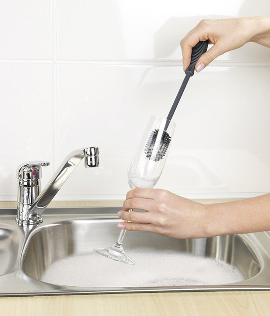 Perie de silicon pentru cupe, pahare, 25 cm, WENKO, antracit.