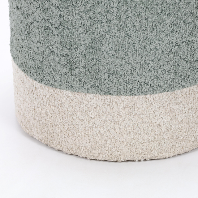 Puf rotund tapițat în două culori boucle, Ø 35 x 34 cm