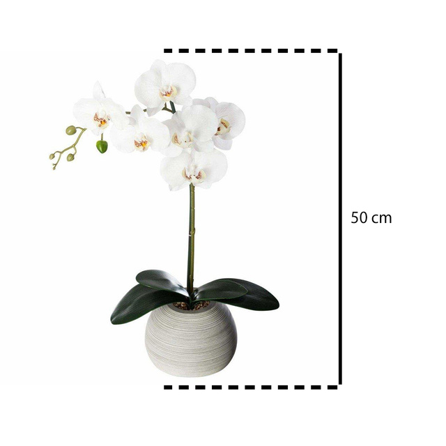 Orhidee artificială într-un ghiveci ceramic de 50 cm