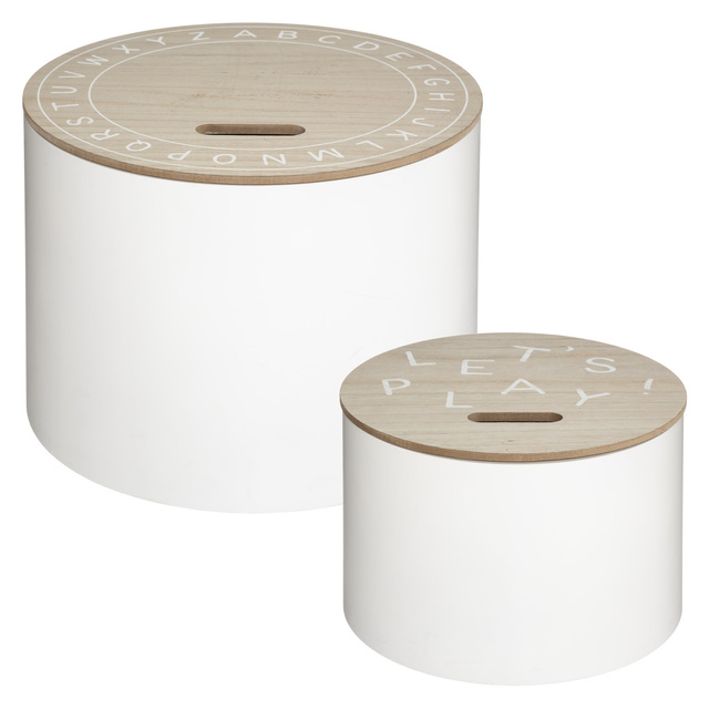 Set masute pentru copii, 2 buc, alb, Ø 35 cm