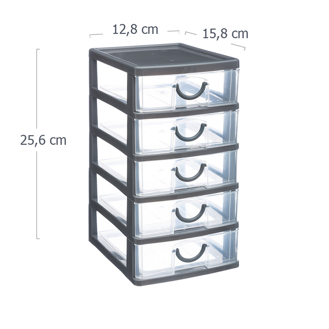 Organizator pentru obiecte mici cu 5 sertare, 13 x 16 x 26 cm