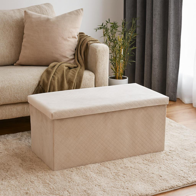 Puf din velur cu spațiu de depozitare MODUS, 76 x 38 x 38 cm