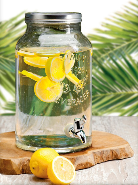 Borcan cu robinet si capac, EH Excellent Houseware, 5,5 L, Transparent