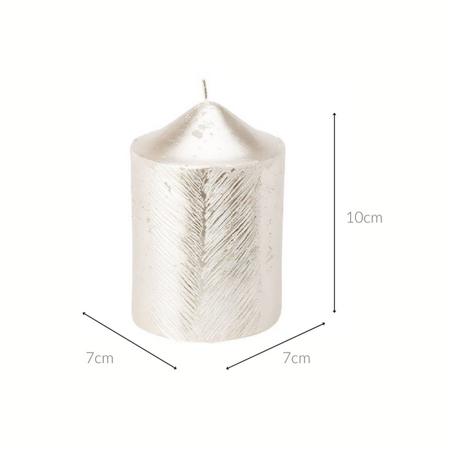 Lumânare decorativă cu model metalic, 7 x 10 cm