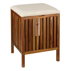 Bancă de baie din lemn cu coș FONDI, înălțime 52 cm