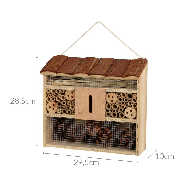Casa pentru insecte cu acoperis din lemn, 29,5 x 10 x 28,5 cm