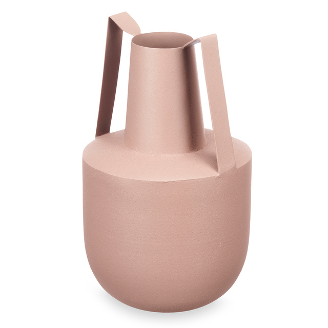 Vaza metalica de culoare pastelata cu manere, 21 cm