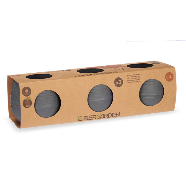 Ghivece de flori cu auto-udare, plastic, 3 buc, Ø 14 cm