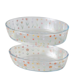 Vase rezistente la caldura din sticla Blumi, model cu flori, 2 bucati