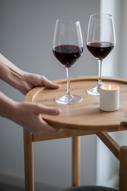 Masă BAHARI, bambus, cu coș din stofă pentru depozitare, rotunda, Wenko