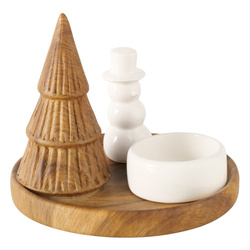 Candelabru OVE cu om de zăpadă și brad, Ø 13 cm